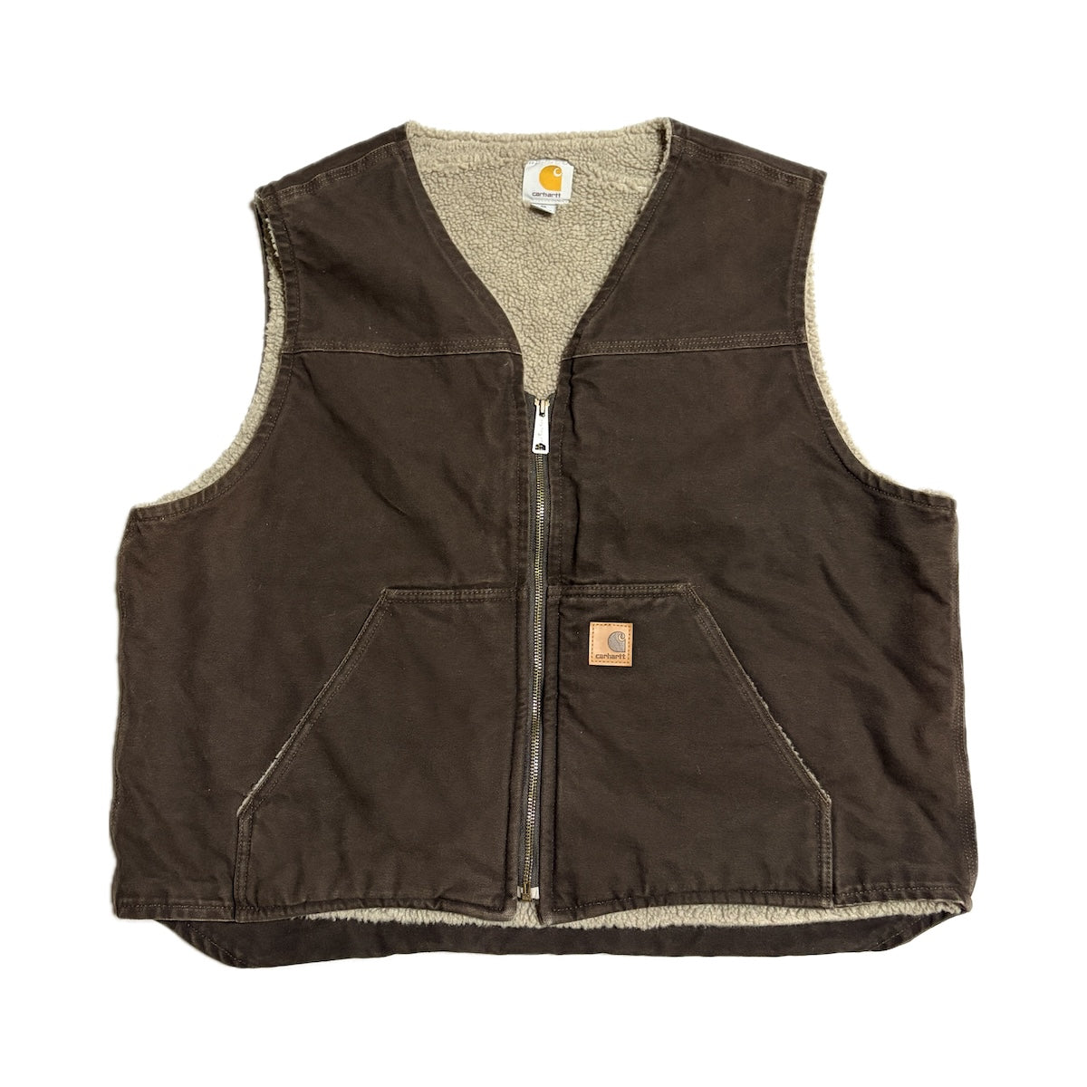 カーハート Carhartt ダックベスト 裏地ボア ブラウン メンズXL – 古着