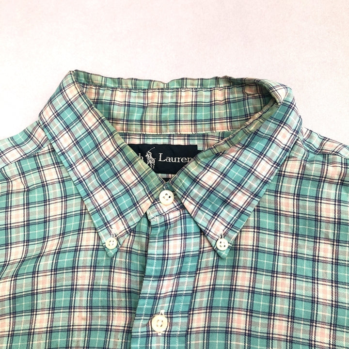ラルフローレン 古着 BDシャツ チェック 刺繍ロゴ ゆるダボ L