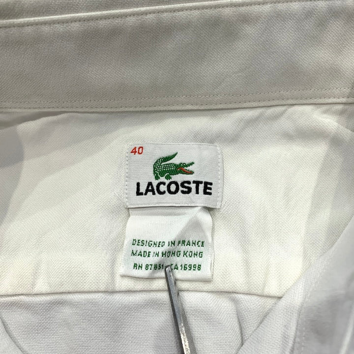 ラコステ 古着 BDシャツ 刺繍ロゴ 白シャツ レディースXL