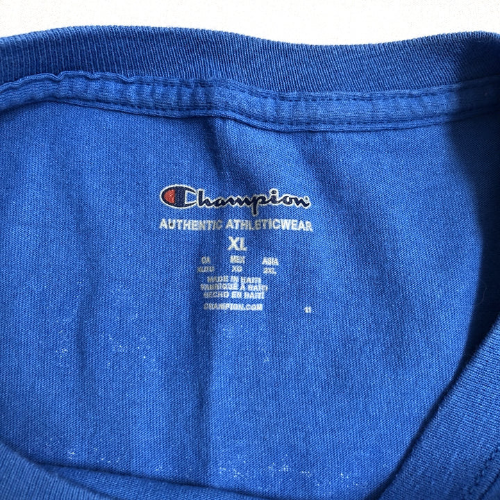 チャンピオン 古着 Tシャツ フェノムホープス 刺繍ロゴ ブルー XL