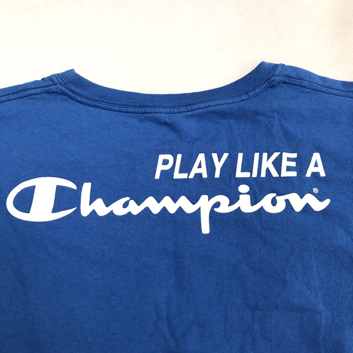 チャンピオン 古着 Tシャツ フェノムホープス 刺繍ロゴ ブルー XL