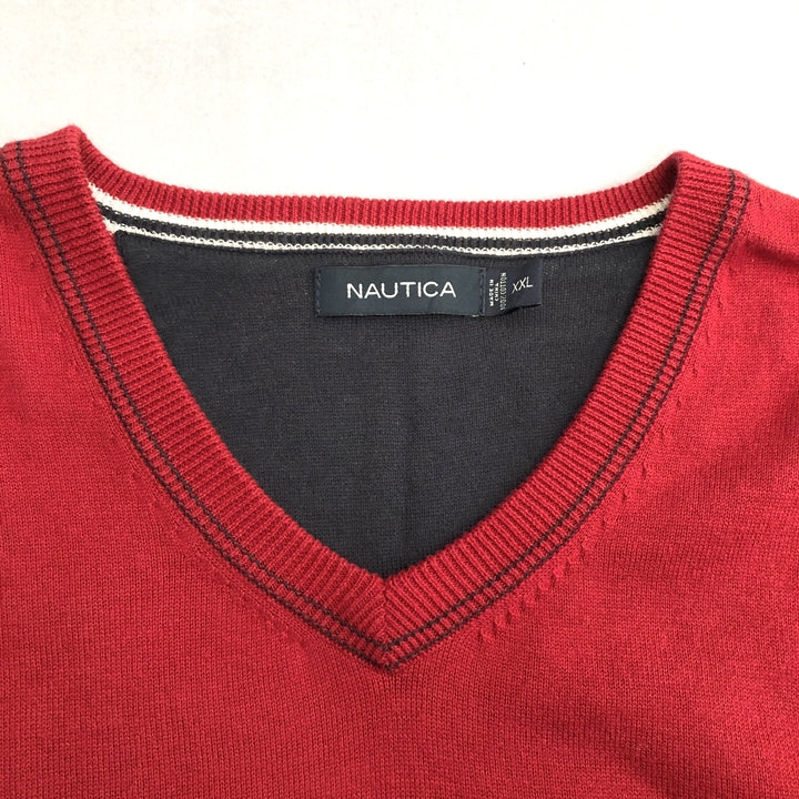 ノーティカ NAUTICA ベスト レッド 刺繍ロゴ メンズXXL