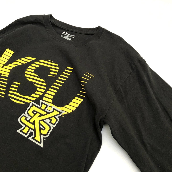 チャンピオン 古着 ロンT カレッジ系 ケネソー ブラック M