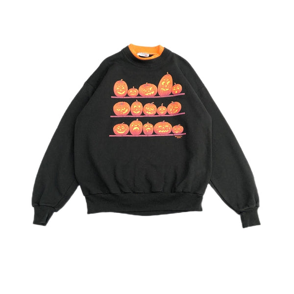 ジャージーズ 古着 スウェット ブラック 二重襟 ハロウィン L