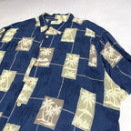 アイランドシェアーズ 古着 半袖シャツ アロハシャツ ブルー XXL