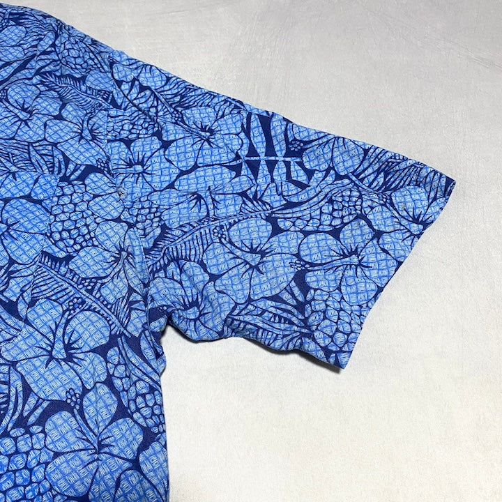 GEORGE 古着 半袖シャツ アロハシャツ ブルー XXL