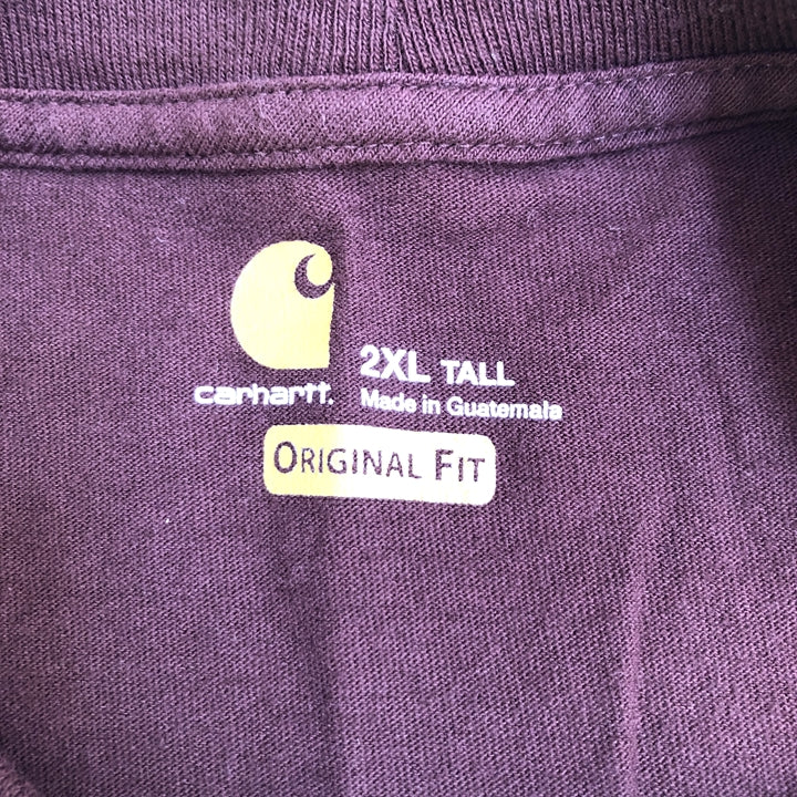 カーハート 古着 Tシャツ ワンポイントロゴ えんじ XXL