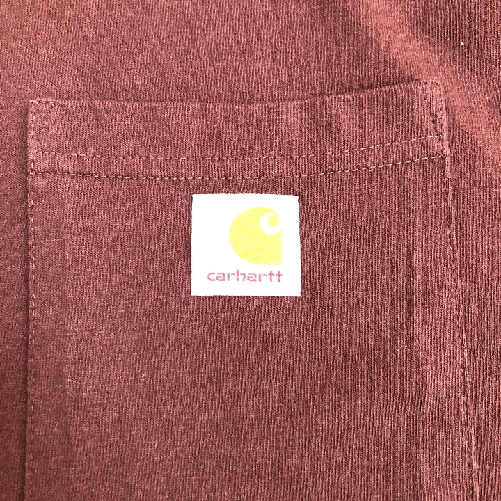 カーハート 古着 Tシャツ ワンポイントロゴ えんじ XXL