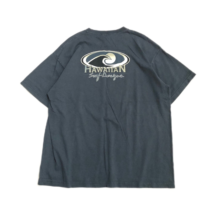 ノーブランド 古着 Tシャツ ハワイアン ブルー XL