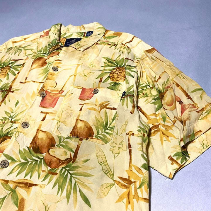 カリビアンジョー Caribbean Joe 半袖シャツ アロハシャツ 総柄 メンズM