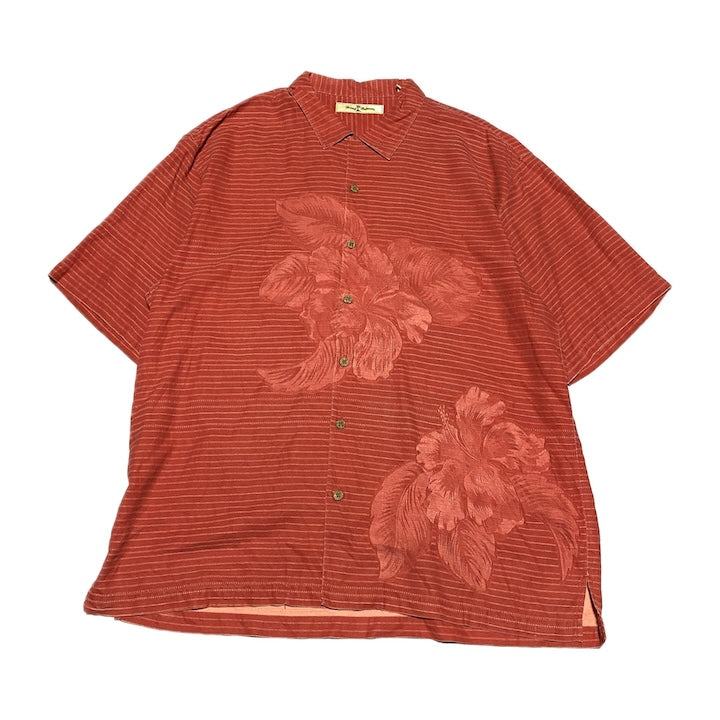 トミーバハマ Tommy Bahama 半袖シャツ アロハシャツ レッド 赤 総柄 メンズXL