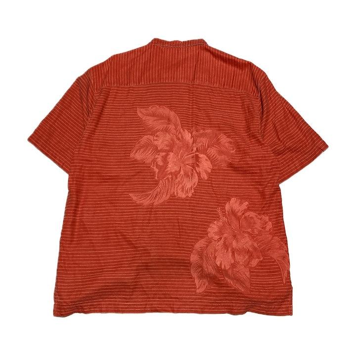 トミーバハマ Tommy Bahama 半袖シャツ アロハシャツ レッド 赤 総柄 メンズXL