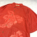 トミーバハマ Tommy Bahama 半袖シャツ アロハシャツ レッド 赤 総柄 メンズXL