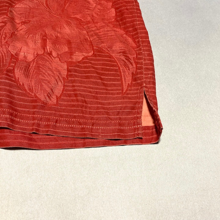 トミーバハマ Tommy Bahama 半袖シャツ アロハシャツ レッド 赤 総柄 メンズXL