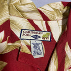 カリビアンジョー Caribbean Joe 半袖シャツ アロハシャツ レッド 赤 メンズL