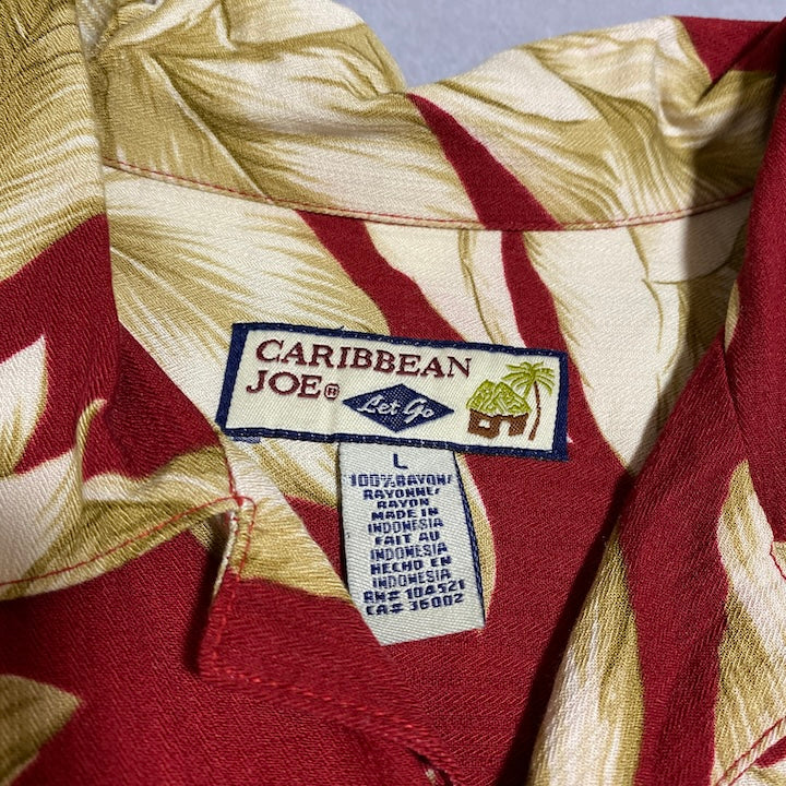 カリビアンジョー Caribbean Joe 半袖シャツ アロハシャツ レッド 赤 メンズL