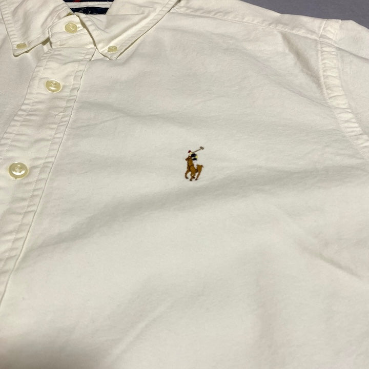 ラルフローレン Ralph Lauren 半袖シャツ ホワイト 白 刺繍 メンズL