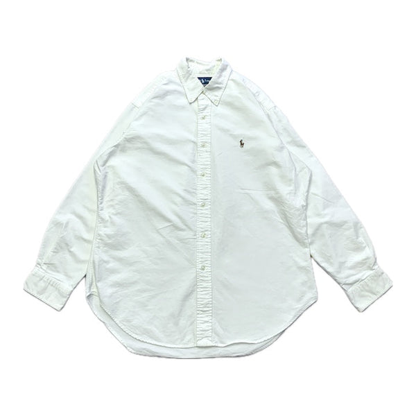 ラルフローレン 古着 BDシャツ 白シャツ 刺繍ロゴ L