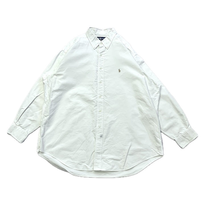 ラルフローレン 古着 BDシャツ 刺繍ロゴ 白シャツ L