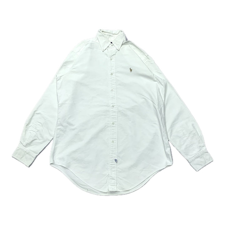 ラルフローレン 古着 BDシャツ 白シャツ 刺繍ロゴ L