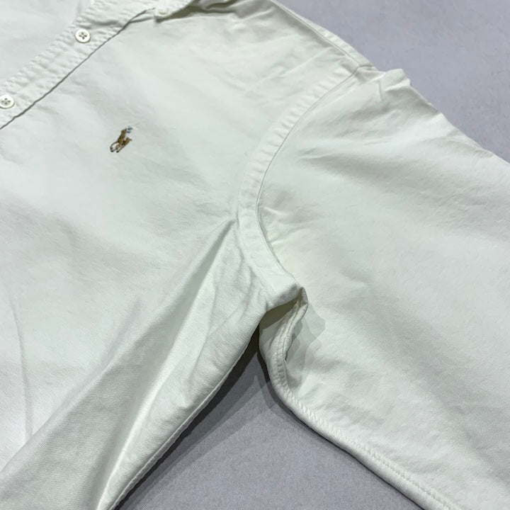 ラルフローレン 古着 BDシャツ 白シャツ 刺繍ロゴ L