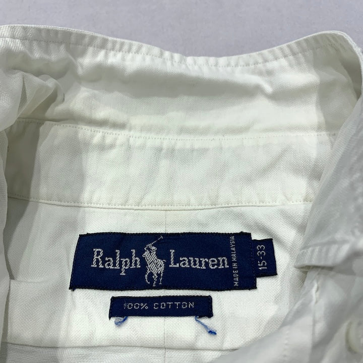 ラルフローレン 古着 BDシャツ 白シャツ 刺繍ロゴ L