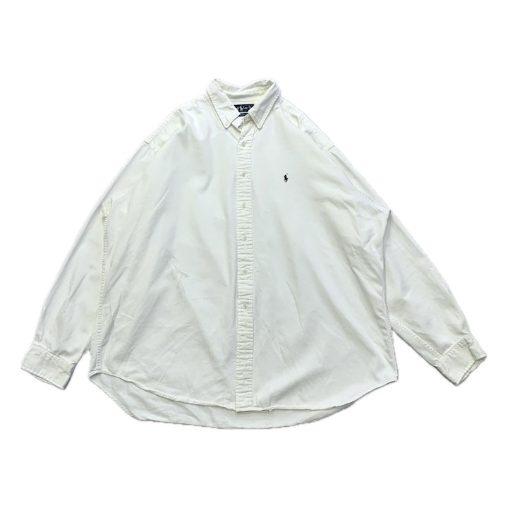 ラルフローレン 古着 BDシャツ 白シャツ 刺繍ロゴ XXL