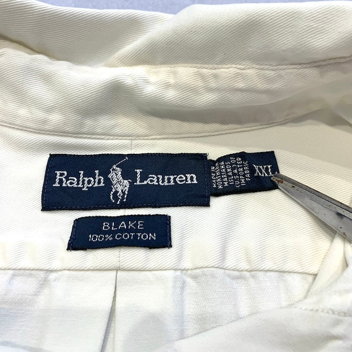 ラルフローレン 古着 BDシャツ 白シャツ 刺繍ロゴ XXL