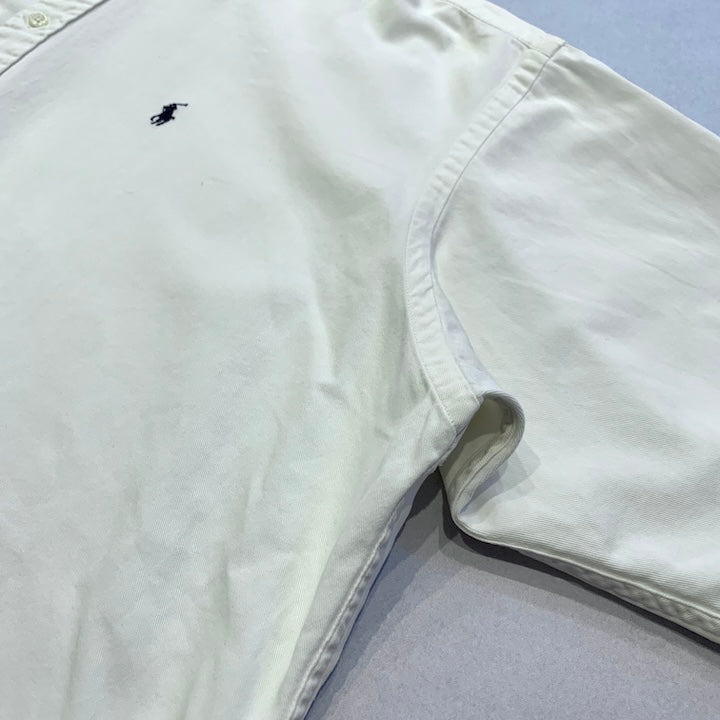 ラルフローレン 古着 BDシャツ 白シャツ 刺繍ロゴ XXL