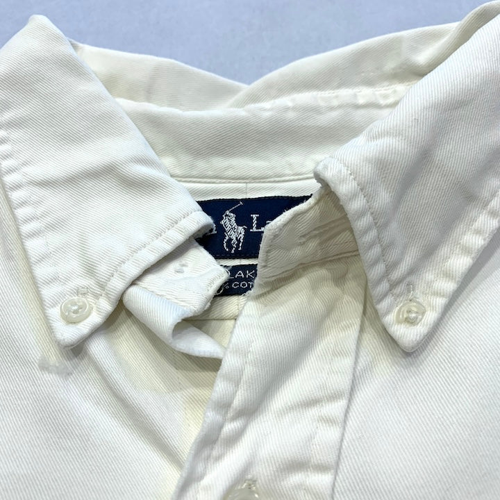ラルフローレン 古着 BDシャツ 白シャツ 刺繍ロゴ XXL