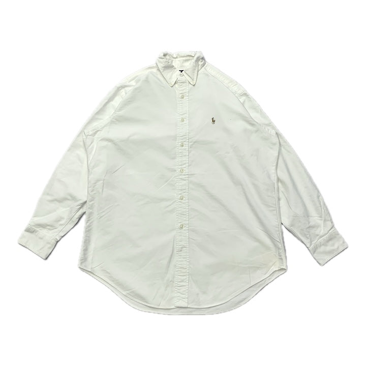 ラルフローレン 古着 BDシャツ 白シャツ 刺繍ロゴ L
