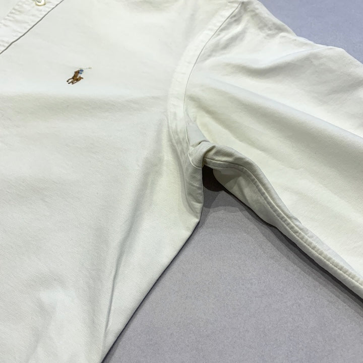 ラルフローレン 古着 BDシャツ 白シャツ 刺繍ロゴ L