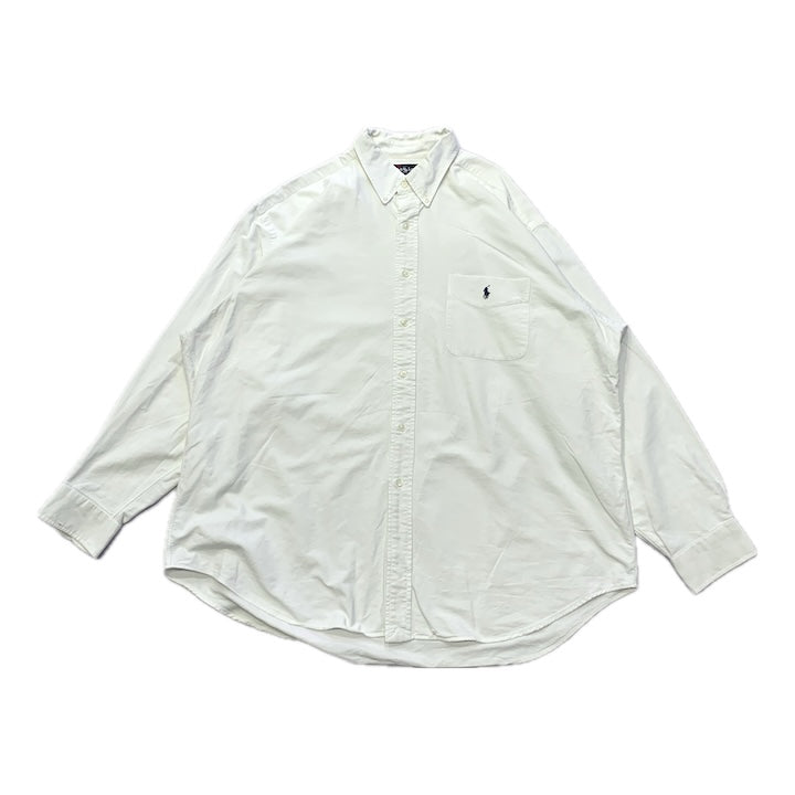 ラルフローレン 古着 BDシャツ 刺繍ロゴ 白シャツ XL
