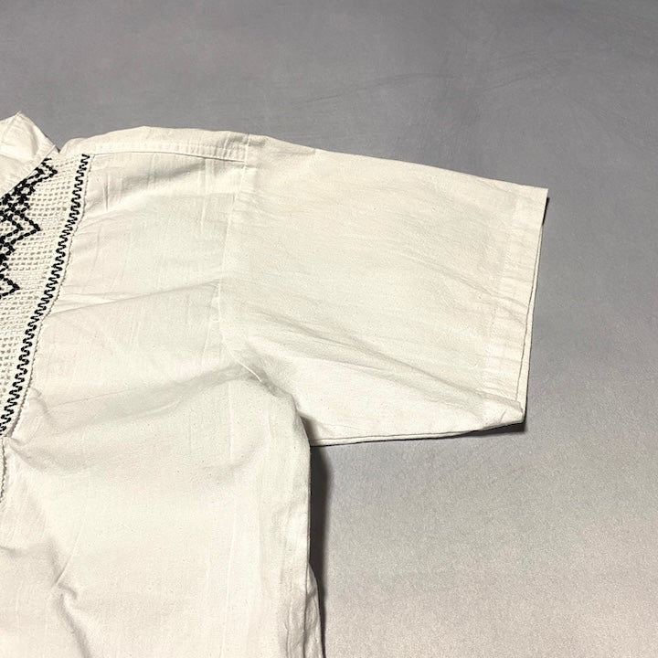 ヴィンテージスタイル 半袖シャツ 刺繍入り オーバーサイズ メンズXL相当