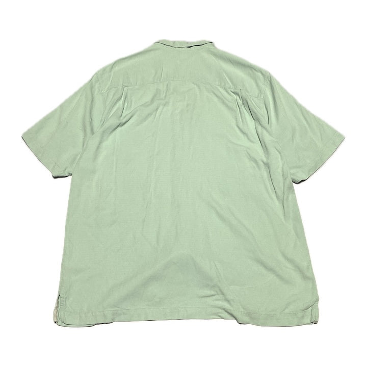 トミーバハマ Tommy Bahama 半袖シャツ ライトグリーン 無地 メンズL