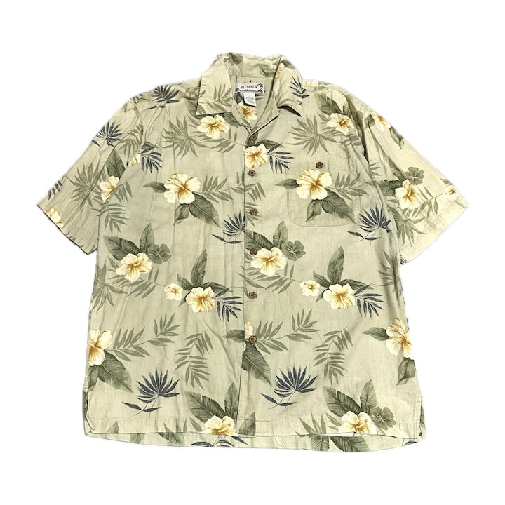 SUMMA 半袖シャツ アロハシャツ 総柄 ベージュ メンズL相当