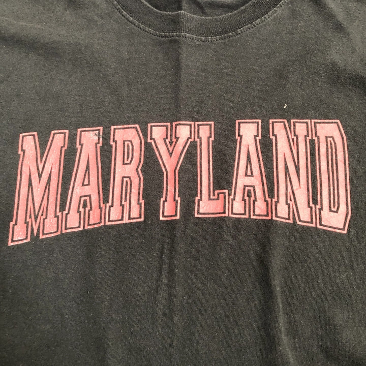 ノーブランド 古着 Tシャツ メリーランド大学 カレッジ ブラック L
