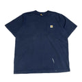 カーハート 古着 Tシャツ ワンポイントロゴ ネイビー XXL