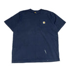 カーハート 古着 Tシャツ ワンポイントロゴ ネイビー XXL