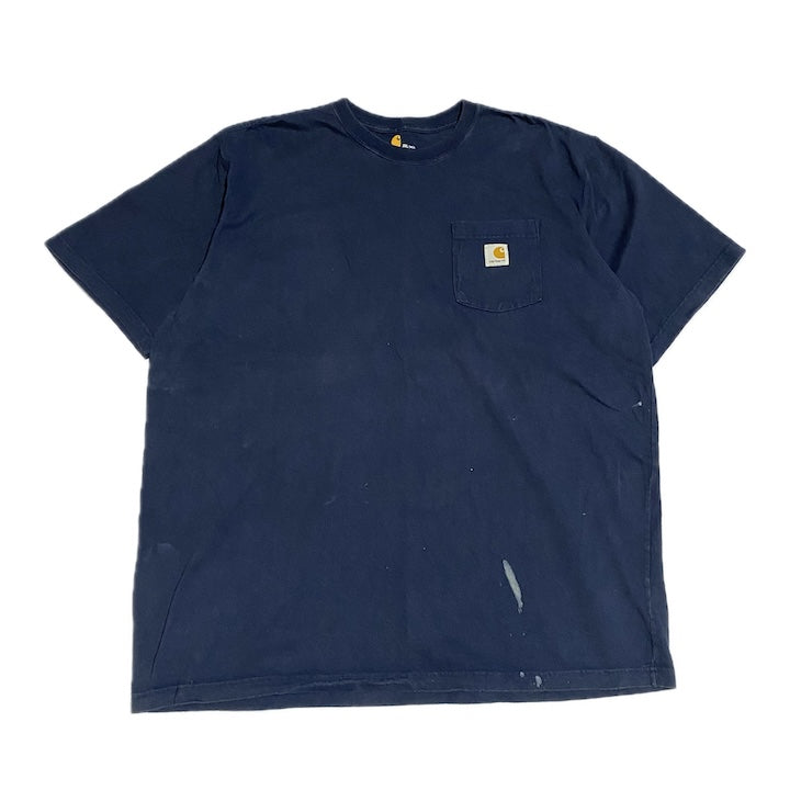 カーハート 古着 Tシャツ ワンポイントロゴ ネイビー XXL