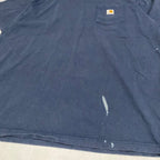 カーハート 古着 Tシャツ ワンポイントロゴ ネイビー XXL