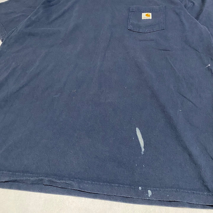 カーハート 古着 Tシャツ ワンポイントロゴ ネイビー XXL