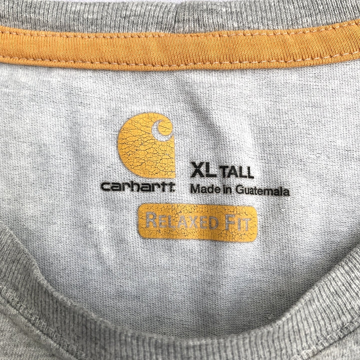 カーハート 古着 Tシャツ ワンポイントロゴ グレー XL