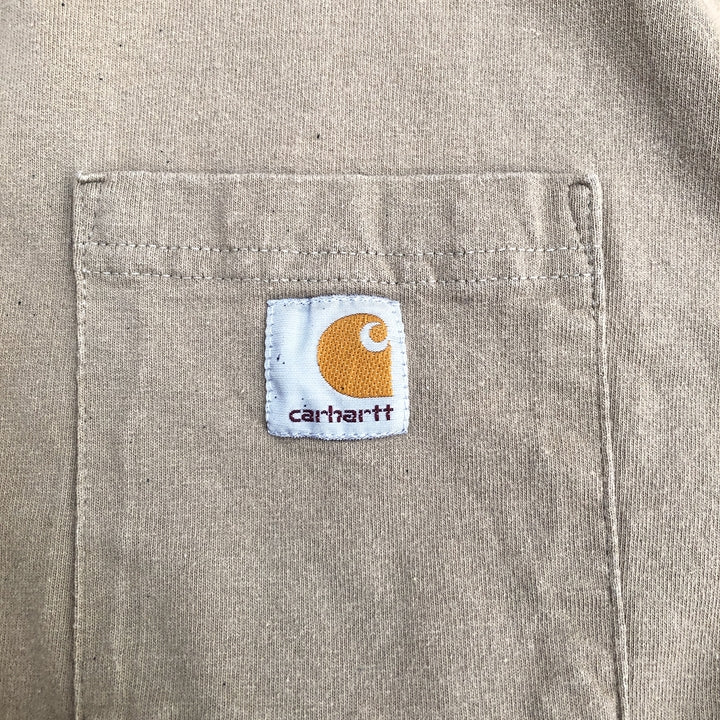 カーハート 古着 Tシャツ ワンポイントロゴ ベージュ XXL