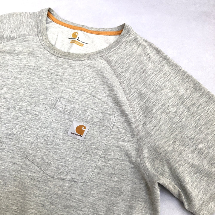 カーハート 古着 Tシャツ ワンポイントロゴ グレー L