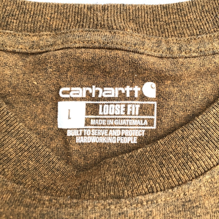 カーハート 古着 Tシャツ ワンポイントロゴ ブラウン L