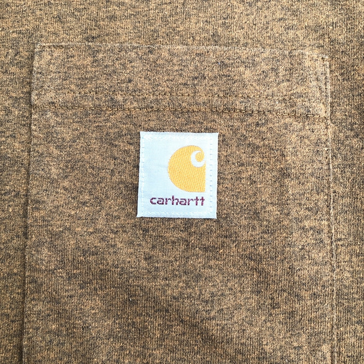 カーハート 古着 Tシャツ ワンポイントロゴ ブラウン L