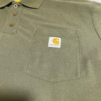 カーハート Carhartt 半袖ポロシャツ ワンポイントロゴ カーキ メンズL