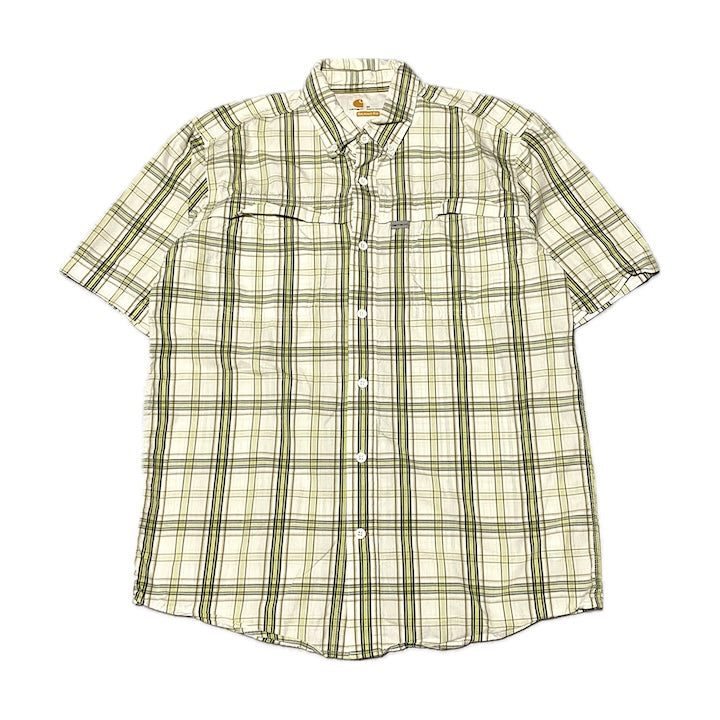 カーハート Carhartt 半袖シャツ ワンポイントロゴ チェック柄 メンズM