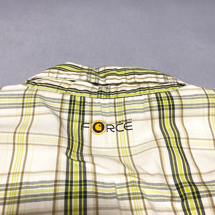 カーハート Carhartt 半袖シャツ ワンポイントロゴ チェック柄 メンズM
